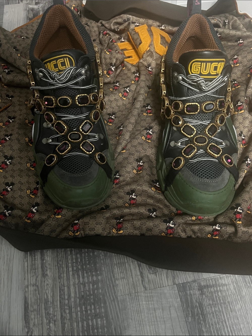 Gucci Flashtrek Green Amethyst Jewel-Embellished Men’s Sneakers